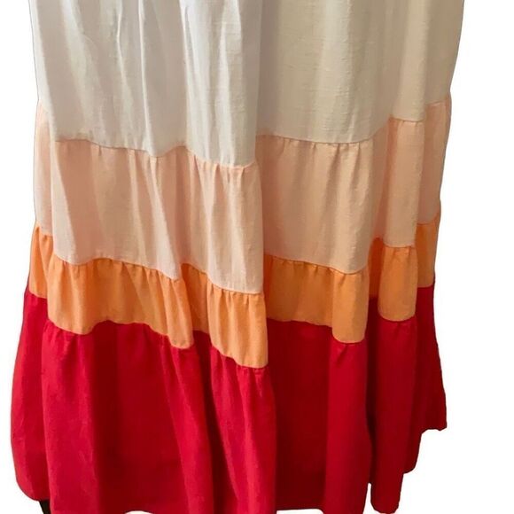 Ava & Viv Colorblock Maxi Dress - White, Orange, Red - Picture 9 of 16